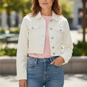 White Women’s Cropped Denim Jacket